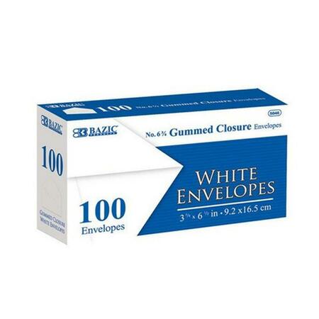 BAZIC PRODUCTS Bazic #6 3/4 White Envelope w/ Gummed Closure, 2400PK 5046